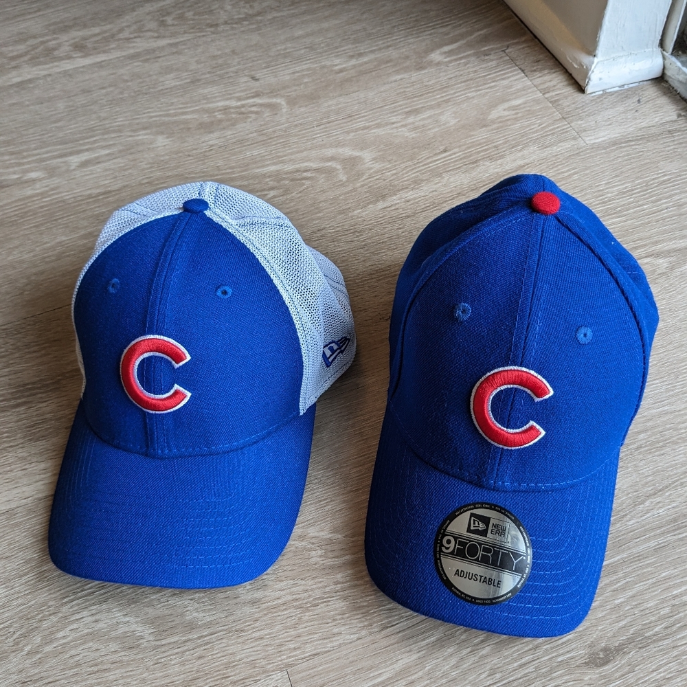 Two Chicago Cub baseball caps